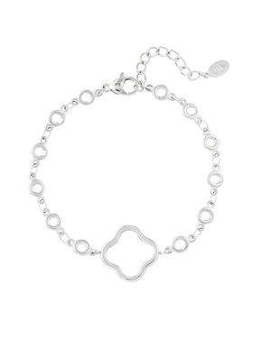 Silver Clover Circle Link Bracelet