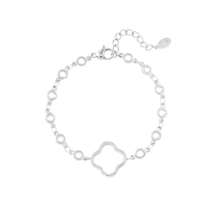 Silver Clover Circle Link Bracelet