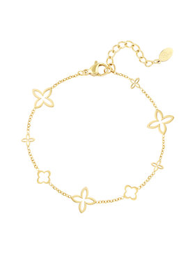 Gold Open Clover Charms Bracelet