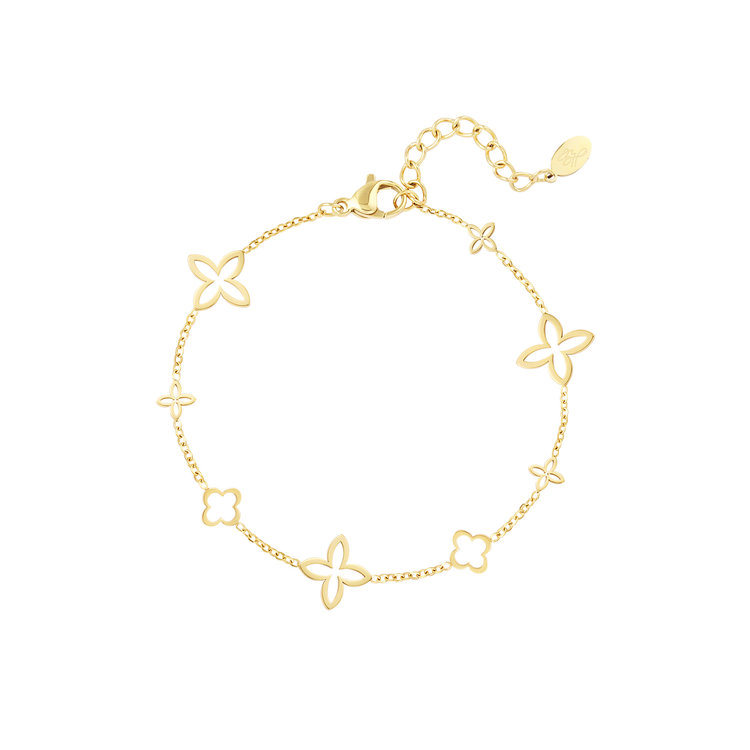 Gold Open Clover Charms Bracelet