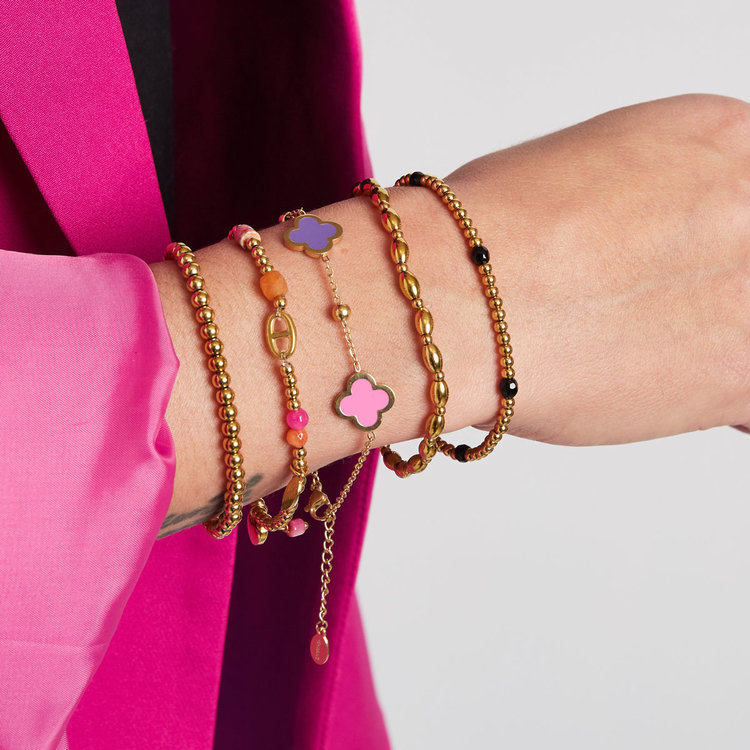 Silver Lucky Clover Mixed Bracelet / Green Blue