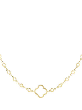 Gold Clover Circle Link Necklace
