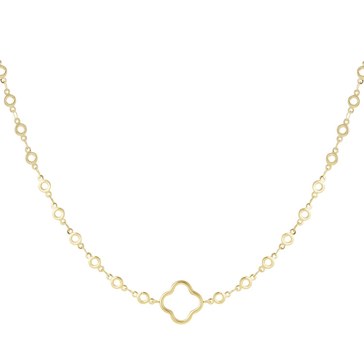 Gold Clover Circle Link Necklace