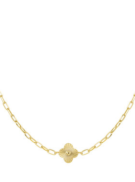 Gold Clover Heart Charm Necklace