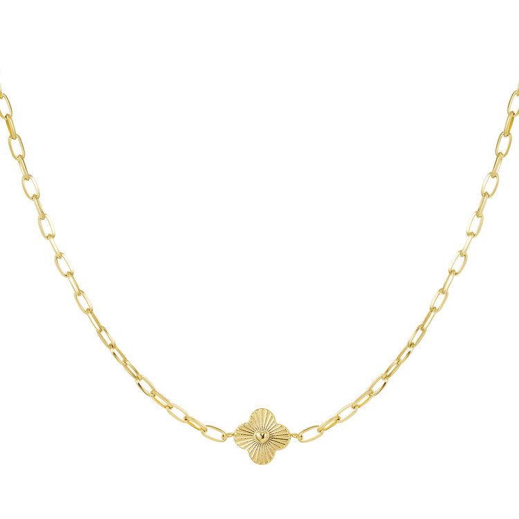 Gold Clover Heart Charm Necklace