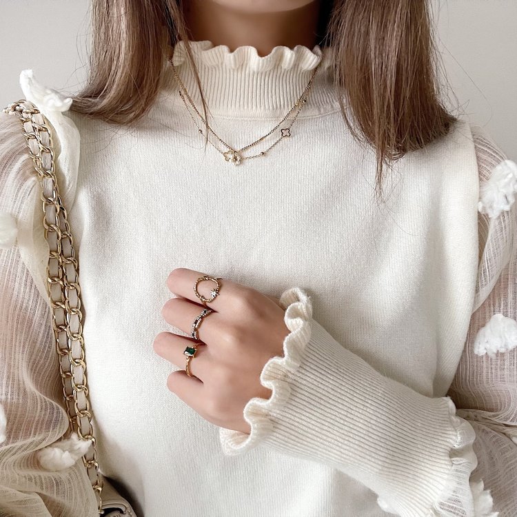 Silver Diamonds Chain Ring