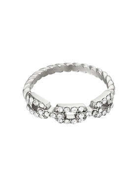 Silver Diamonds Chain Ring