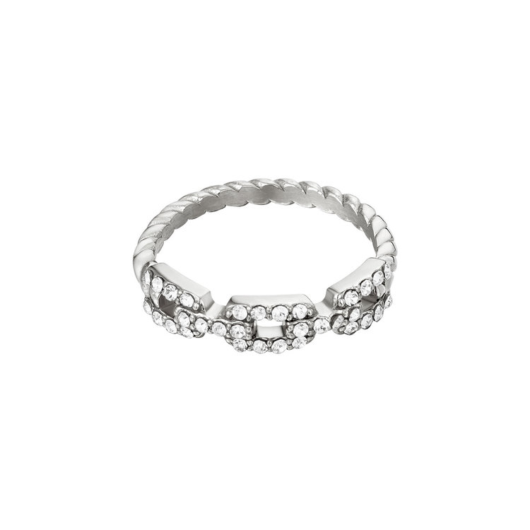 Silver Diamonds Chain Ring