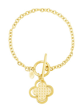 Gold Bold Clover Pin Lock Bracelet