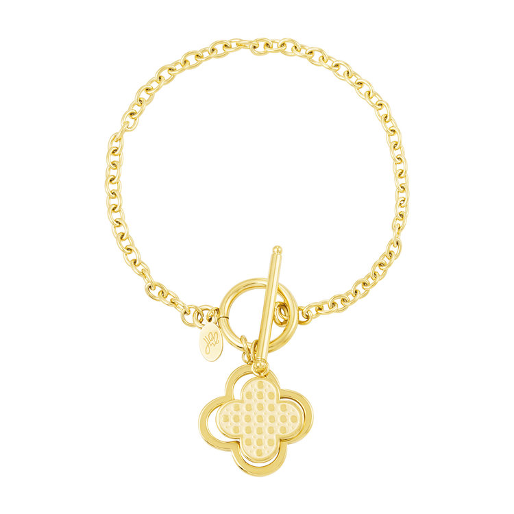 Gold Bold Clover Pin Lock Bracelet