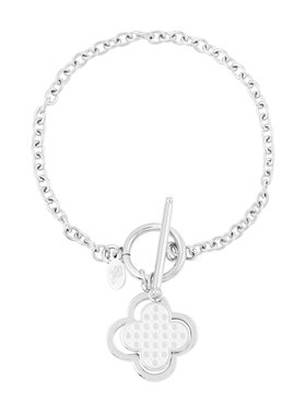 Silver Bold Clover Pin Lock Bracelet