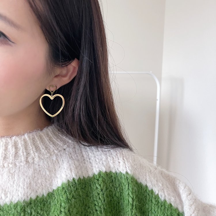 Gold Heart Drop Earrings