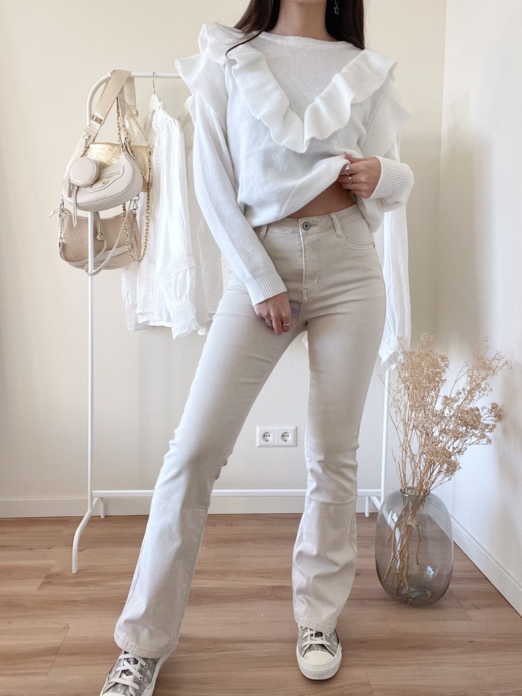 Luna Basic Flared Jeans / Beige