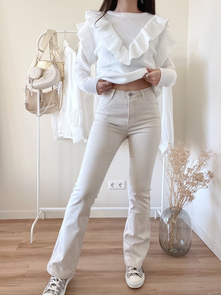 Luna Basic Flared Jeans / Beige