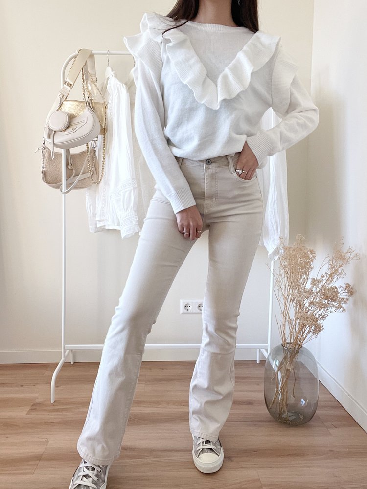 Luna Basic Flared Jeans / Beige