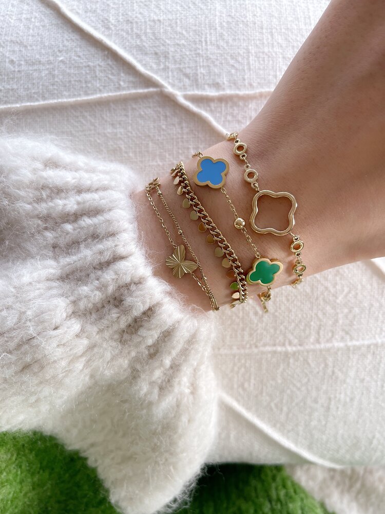 Silver Clover Circle Link Bracelet