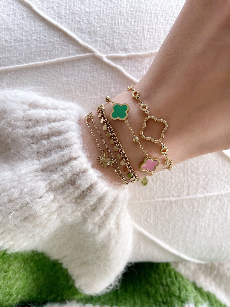 Silver Clover Circle Link Bracelet