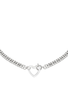 Silver Heart Chunky Chain Necklace