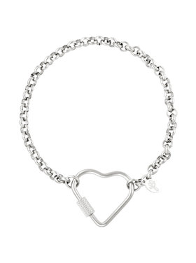 Silver Heart Lock Chain Bracelet