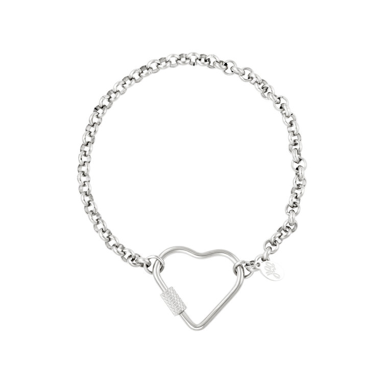 Silver Heart Lock Chain Bracelet