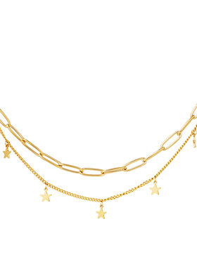 Gold Star Double Chain Necklace