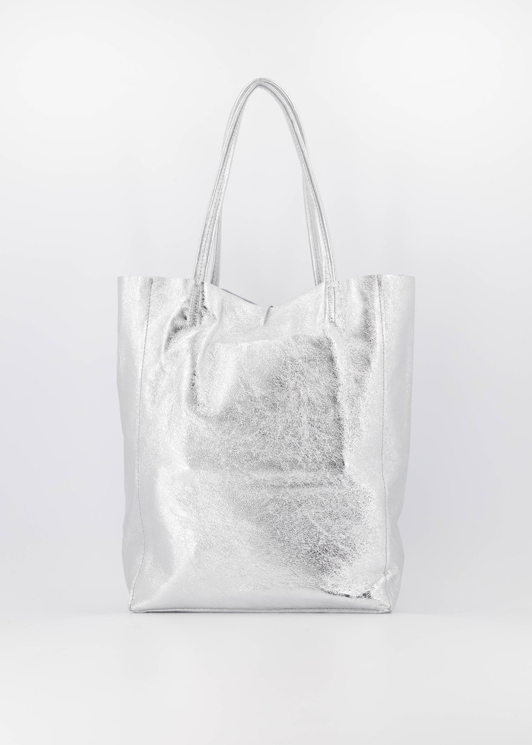 Franka Shopper Shoulder Bag / Metallic Silver