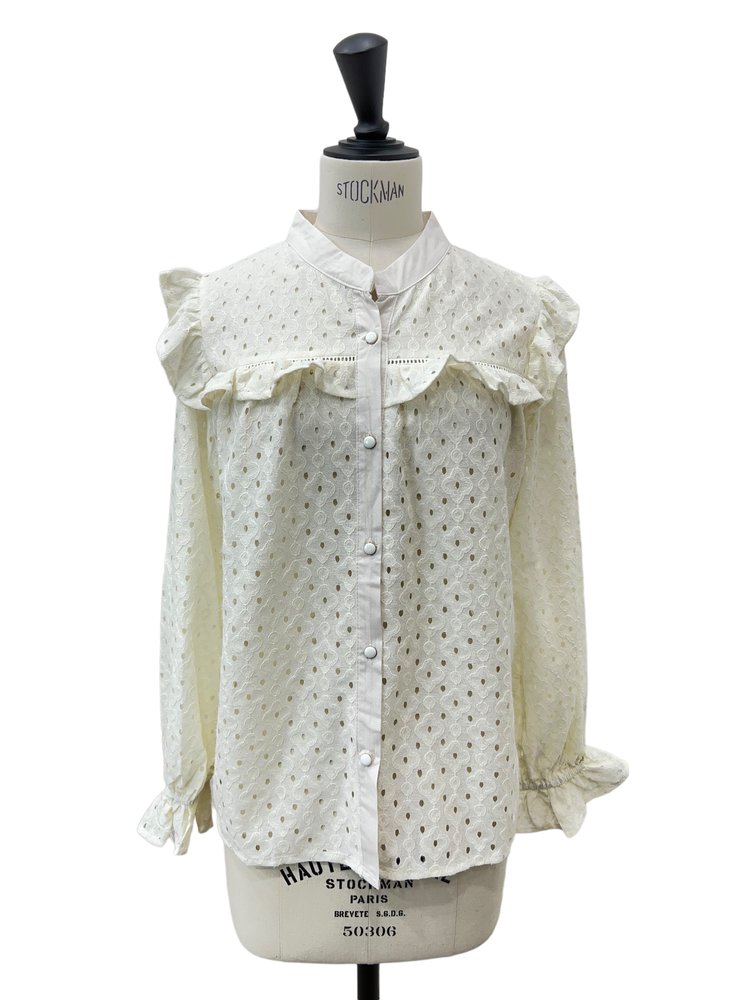 Solenne Embroidered Blouse / Cream