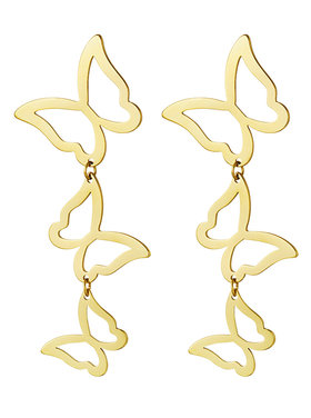 Gold Bold Triple Butterfly Earrings