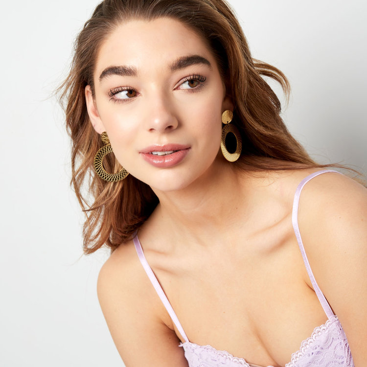 Gold Embossed Statement Earrings