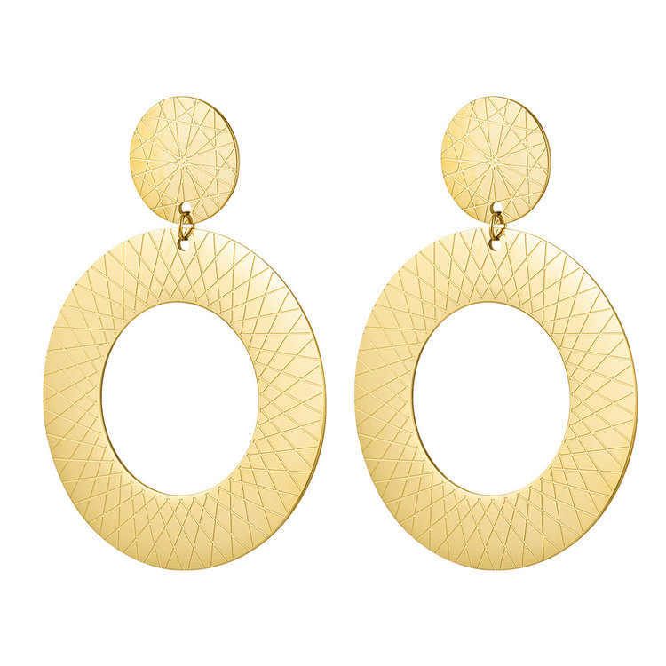 Gold Embossed Statement Earrings