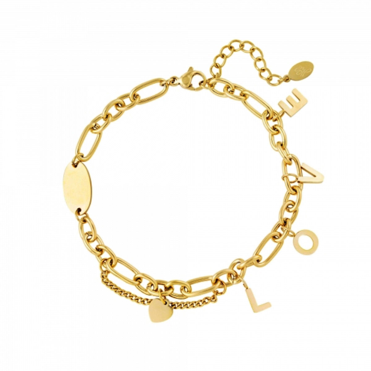 Gold Chunky Love Chain Bracelet - Hello My Love