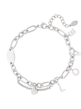 Silver Chunky Love Chain Bracelet
