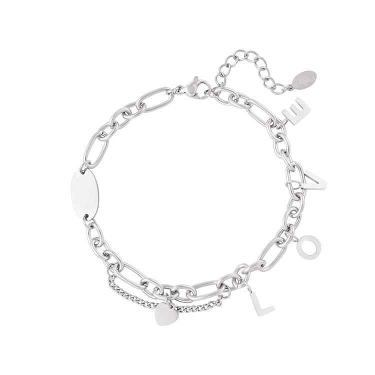 Silver Chunky Love Chain Bracelet