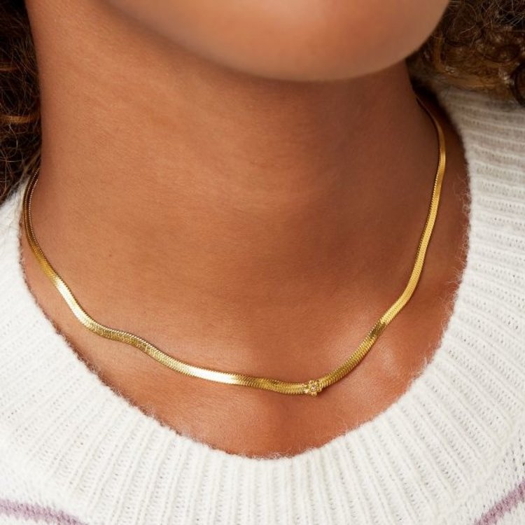 Silver Flower Snake Chain Necklace