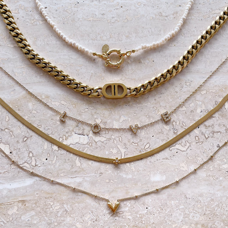 Silver Flower Snake Chain Necklace