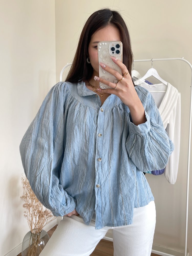 Rosina Embroidered Blouse / Blue