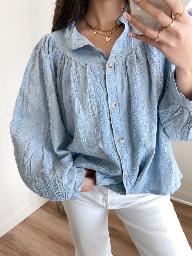 Rosina Embroidered Blouse / Blue