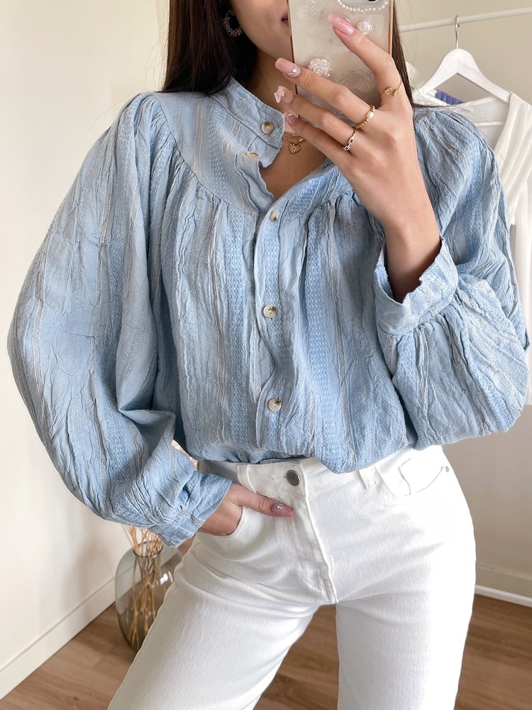 Rosina Embroidered Blouse / Blue