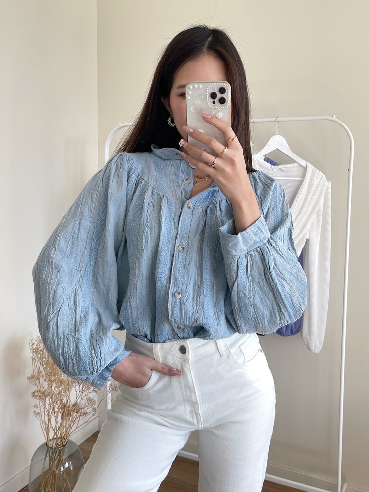 Rosina Embroidered Blouse / Blue