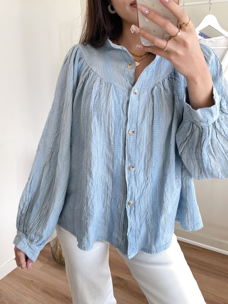Rosina Embroidered Blouse / Blue