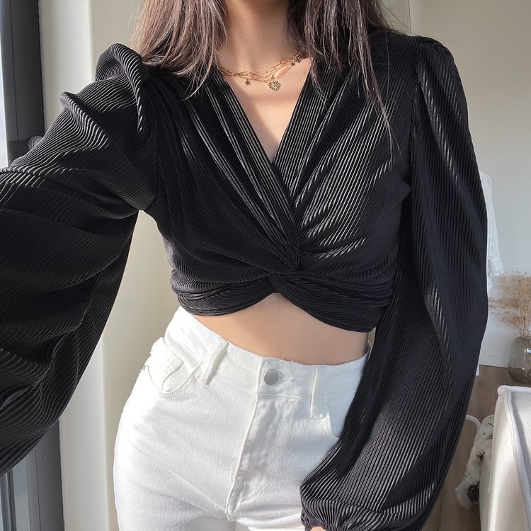 Sunna Pleated Crop Top /  Black