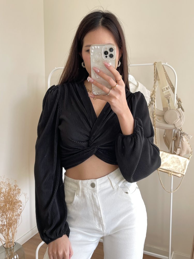 Sunna Pleated Crop Top /  Black