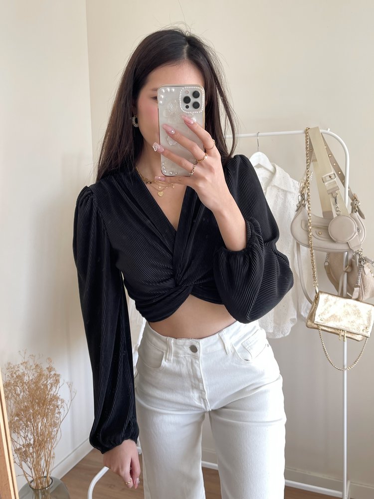Sunna Pleated Crop Top /  Black
