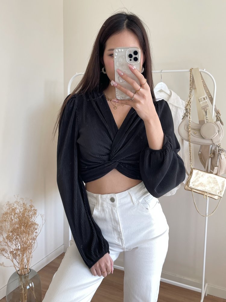 Sunna Pleated Crop Top /  Black