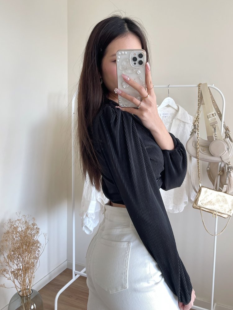 Sunna Pleated Crop Top /  Black