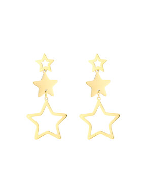 Gold Triple Star Drop Earrings