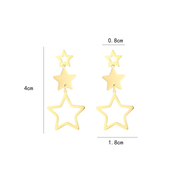 Silver Triple Star Drop Earrings
