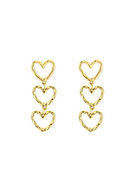 Gold Little Triple Heart Earrings