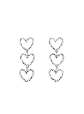 Silver Little Triple Heart Earrings