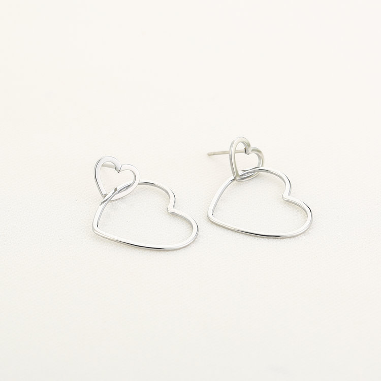 Silver Small Heart Link Earrings